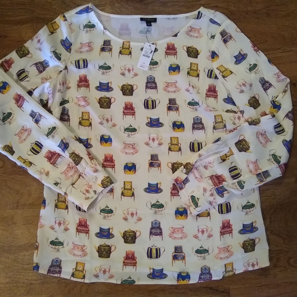 Talbots Victorian Teacup and Chair Blouse